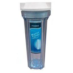 Portafiltro Claro(transparente) 23/4"Øx10" conexión 1/4" para purificadores bajo tarja Hidrotek