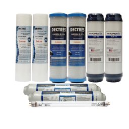 Kit de Mantenimiento 12 meses para osmosis 6 etapas 50,75,100, 400 GPD con UV Bulbo 2 pines