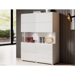 Vitrinekast TOMASSON 2 deuren wit/hoogglans wit met led