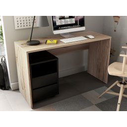 Bureau AGAMIR 130 cm natuurlijke eik met zwarte ladekast