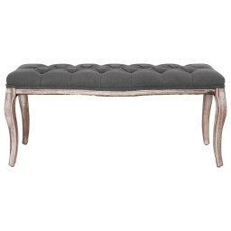 vidaXL Bankje 110x38x48 cm linnen massief hout donkergrijs