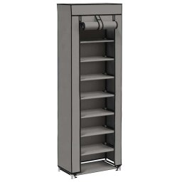vidaXL Schoenenkast met hoes 57x29x162 cm stof grijs