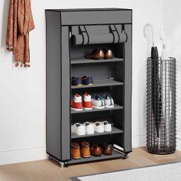 vidaXL Schoenenkast met hoes 58x28x106 cm stof grijs