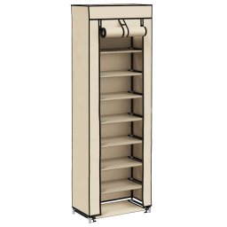 vidaXL Schoenenkast met hoes 57x29x162 cm stof crème
