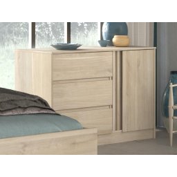Commode ESCAPE 1 deur 3 lades japanse eik