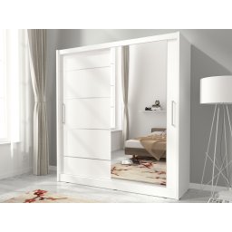 Kledingkast MADJER 2 schuifdeuren 180 cm wit met spiegel