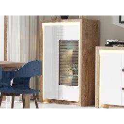 Commode LIVOCO 2 deuren ribbec eik/wit