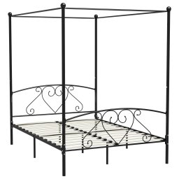 vidaXL Hemelbedframe metaal zwart 160x200 cm
