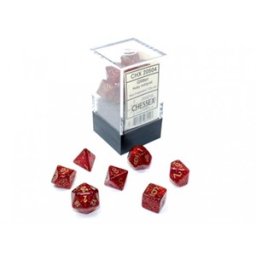 Mini Polydice Dobbelsteen Set Rood/Goud (7 stuks)