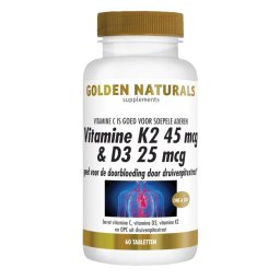 Golden Naturals Vitamine K2 45mcg & D3 25mcg Tabletten