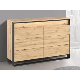 Commode QUANTINO 3 lades artisan eik/zwart