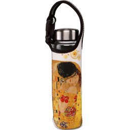 Goebel Drinkfles Gustav Klimt - "De Kus" met edelstalen deksel in individueel gedessineerde neopreen hoes, 700 ml