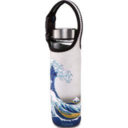 Goebel Drinkfles Katsushika Hokusai - "De Golf" met edelstalen deksel in individueel gedessineerde neopreen hoes, 700 ml