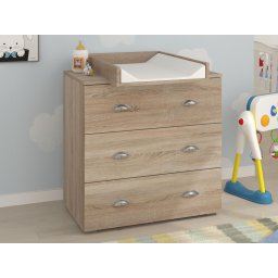 Commode met luierplank MIAMO 3 lades sonoma eik