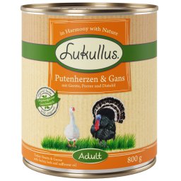 24x800g Variant VI: Kalkoenhartjes & Gans Lukullus Hondenvoer