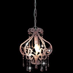 vidaXL Plafondlamp met kralen rond E14 roze