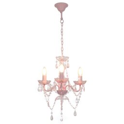 vidaXL Kroonluchter met kralen rond 3xE14 roze