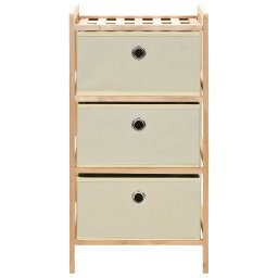 vidaXL Opbergmeubel met 3 stoffen manden cederhout beige