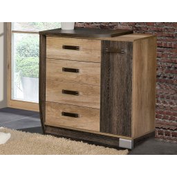 Commode ROMERIO 1 deur 4 lades links eik canyon/arusha