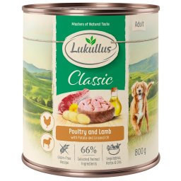 6x800g Adult Gevogelte & Lam Lukullus Natuurkost Graanvrij Hondenvoer nat