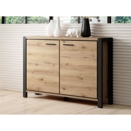 Commode ATIK 2 deuren mat zwart/taurus eik