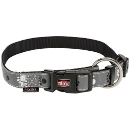 TRIXIE HALSBAND HOND SILVER REFLECT ZWART / ZILVERGRIJS 30-45X1,5 CM