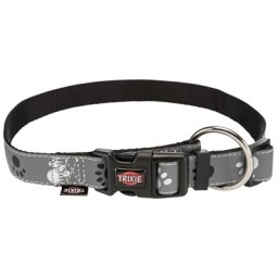TRIXIE HALSBAND HOND SILVER REFLECT ZWART / ZILVERGRIJS 35-55X2 CM