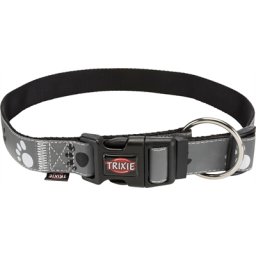 TRIXIE HALSBAND HOND SILVER REFLECT ZWART / ZILVERGRIJS 40-65X2,5 CM