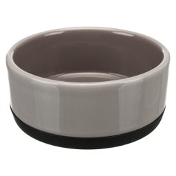 TRIXIE VOERBAK KERAMIEK / RUBBERRAND GRIJS 16X16 CM 750 ML