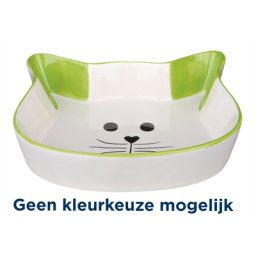 TRIXIE VOERBAK / WATERBAK KATTENHOOFD MET GEZICHT KERAMIEK ASSORTI 15X10 CM 200 ML 4 ST