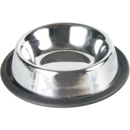 TRIXIE VOERBAK / WATERBAK RVS / RUBBERRING 15 CM 200 ML 4 ST
