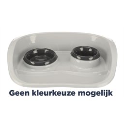 TRIXIE VOERBAK STATION KUNSTSTOF WIT / ASSORTI 46X30X11 CM 250 ML/300 ML 2 ST