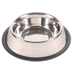 TRIXIE VOERBAK RVS / RUBBERRING 19X19 CM 450 ML 4 ST