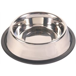 TRIXIE VOERBAK RVS / RUBBERRING 23X23 CM 900 ML 4 ST