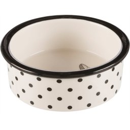 TRIXIE VOERBAK / WATERBAK KERAMIEK WIT / ZWART 12 CM 300 ML 4 ST