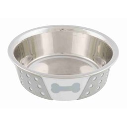 TRIXIE VOERBAK RVS / SILICONE WIT / GRIJS 14X14 CM 400 ML 4 ST