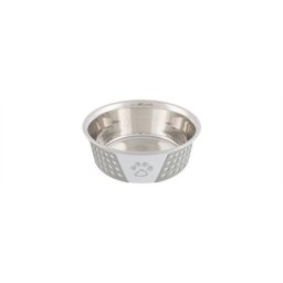 TRIXIE VOERBAK RVS / SILICONE WIT / GRIJS 17X17 CM 750 ML 4 ST