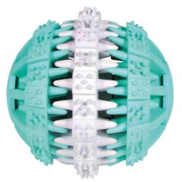 TRIXIE DENTA FUN NATUURRUBBER BAL MET MUNTSMAAK 7X7X7 CM 3 ST