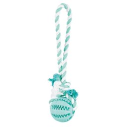 TRIXIE DENTA FUN NATUURRUBBER BAL MET MUNTSMAAK AAN TOUW 24X7X7 CM 3 ST