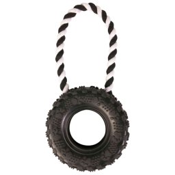 TRIXIE NATUURRUBBER WIEL AAN KOORD ZWART 31X15X15 CM 3 ST