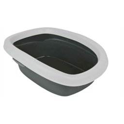TRIXIE KATTENBAK CARLO MET RAND DONKERGRIJS / LICHTGRIJS 43X31X14 CM 2 ST