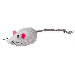 TRIXIE SET MUIZEN PLUCHE MET CATNIP WIT / GRIJS 5 CM 4X2 ST