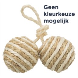 TRIXIE 2 BALLEN AAN KOORD SISAL ASSORTI 4,5X4,5X4,5 CM 4 ST