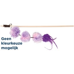 TRIXIE SPEELHENGEL POMPOMBALLEN HOUT / PLUCHE MET VALERIAAN ASSORTI 40 CM 4 ST