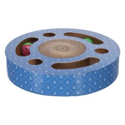 TRIXIE KRABTROMMEL MET BALLEN KARTON MET CATNIP BLAUW 33X33X5,5 CM