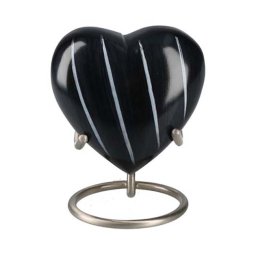 Elegance Hart Urn Black White Stripes, inclusief Standaard (0.1 liter)
