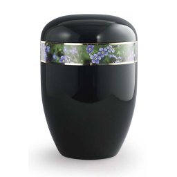 Hoogglans Zwarte Design Urn Vergeet Mij Nietjes (4 liter)