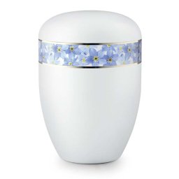 Zijdeglans Witte Design Urn Vergeet Mij Niet Bloemen (4 liter)