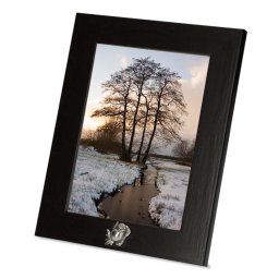 Donkerbruine Fotolijst met Tinnen Asroosje (0.005 liter)