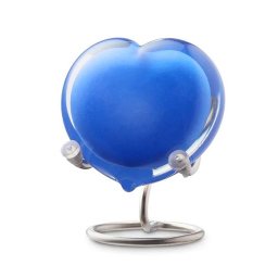 Hart Urntje Baby Blauw, op Zilver Staander (0.02 liter)